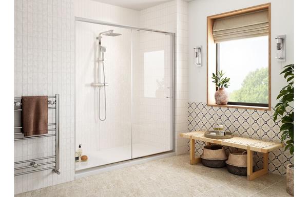 Iconic 1000x760mm Easy-Fit Sliding Door & 45mm Tray Pack - Chrome